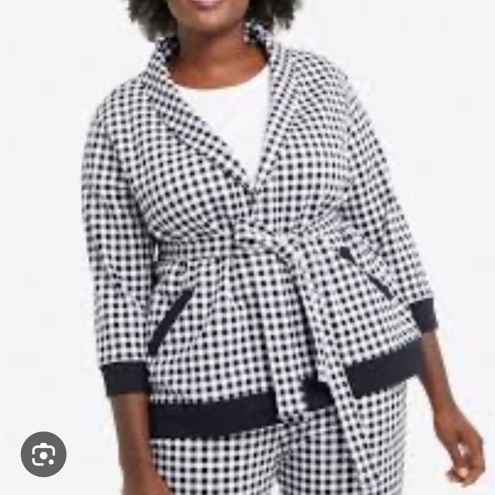 NWT  Draper James black and white Checkered Cardigan sz xxl 100% cotton